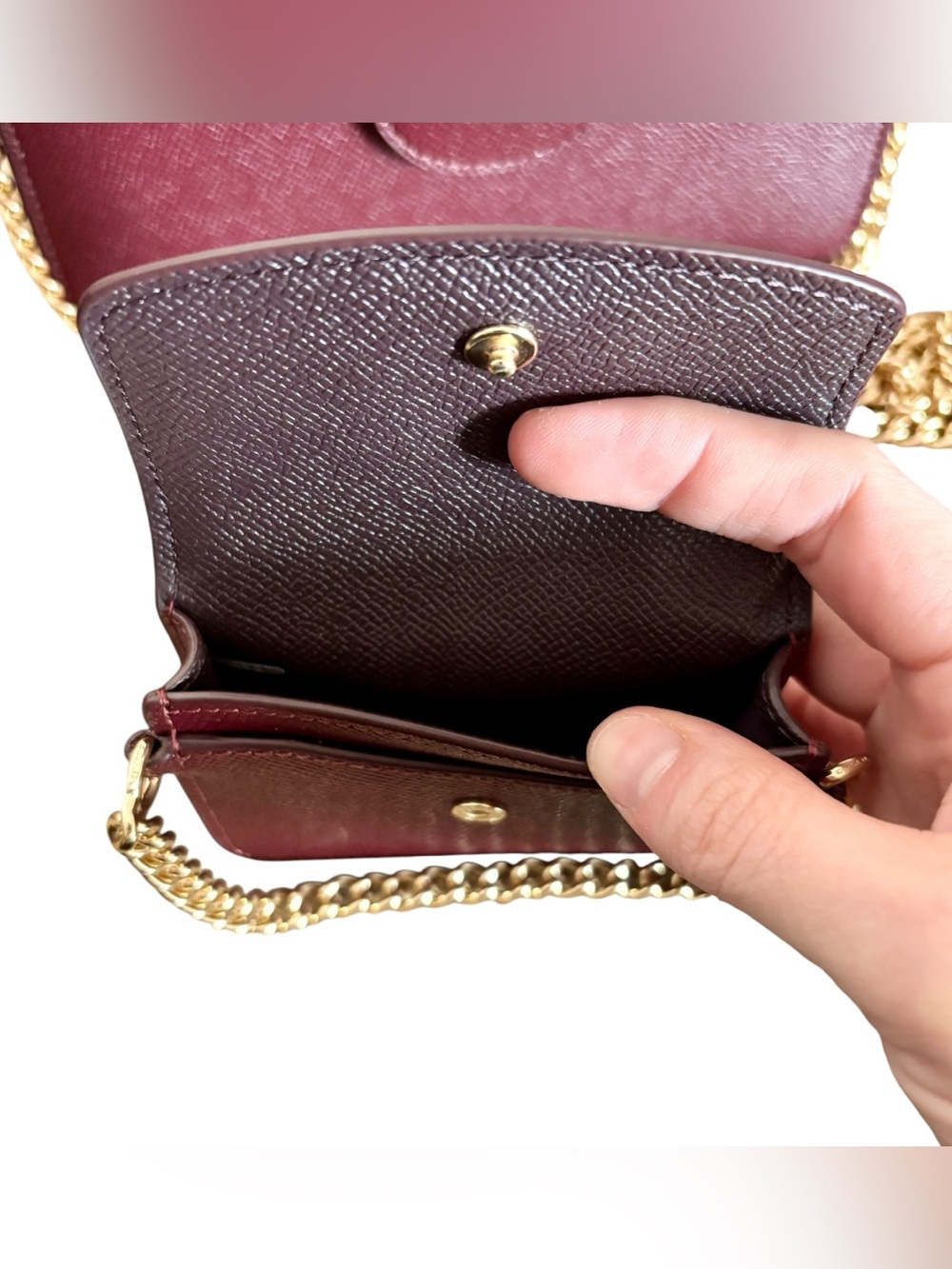Coach Poppy Leather Two-Piece Crossbody Set with Gold Chain - Picture 9 of 11